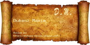 Dukesz Maxim névjegykártya